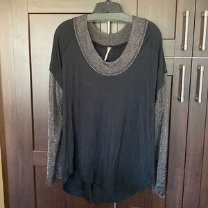 FREE PEOPLE Black with metallic sleeves twofer NWOT